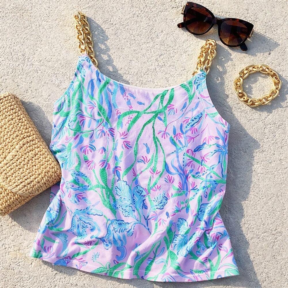 Lilly Pulitzer Cannavale Cami Top NWT XS Metallic Strap Resort